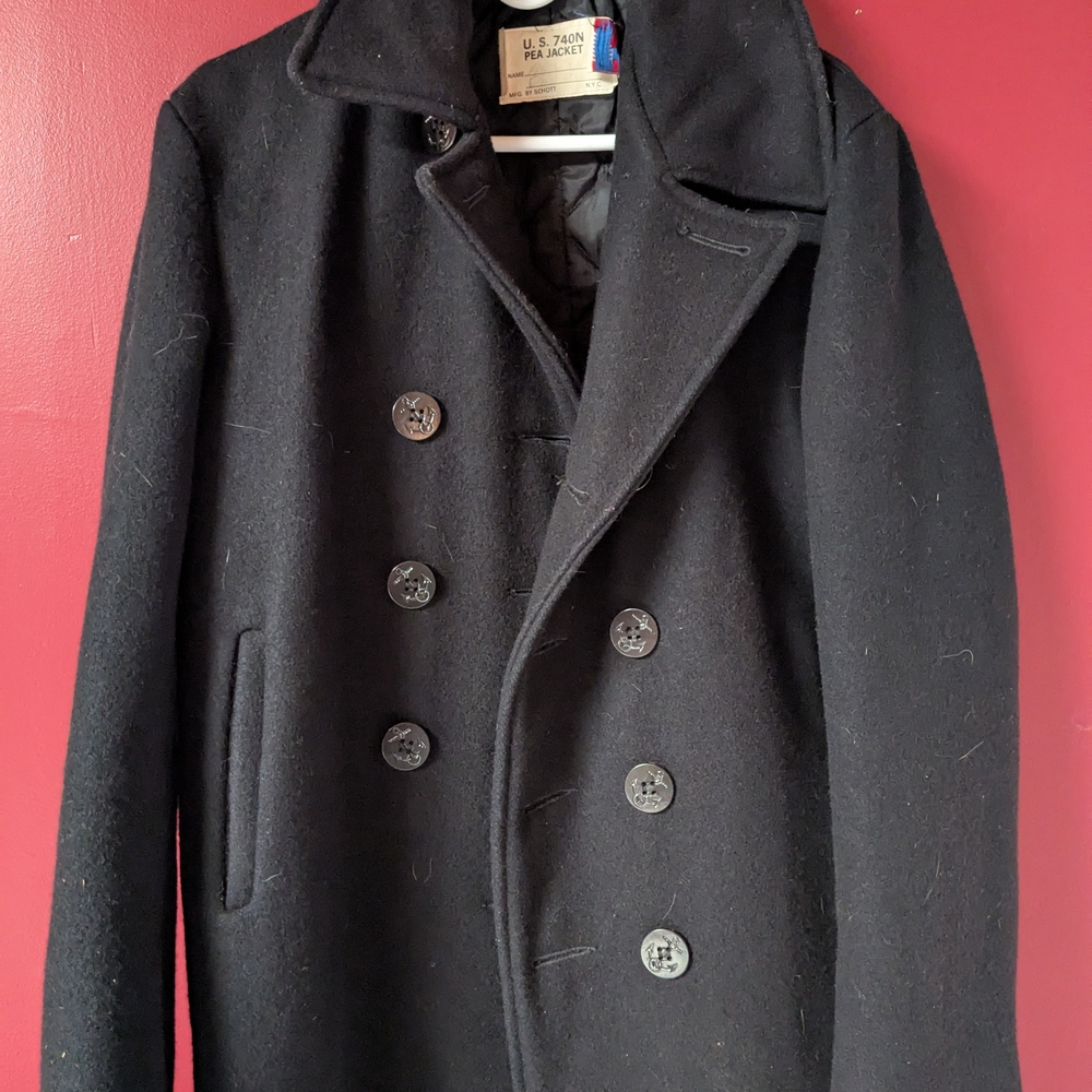Men's Classic Black Pea Coat